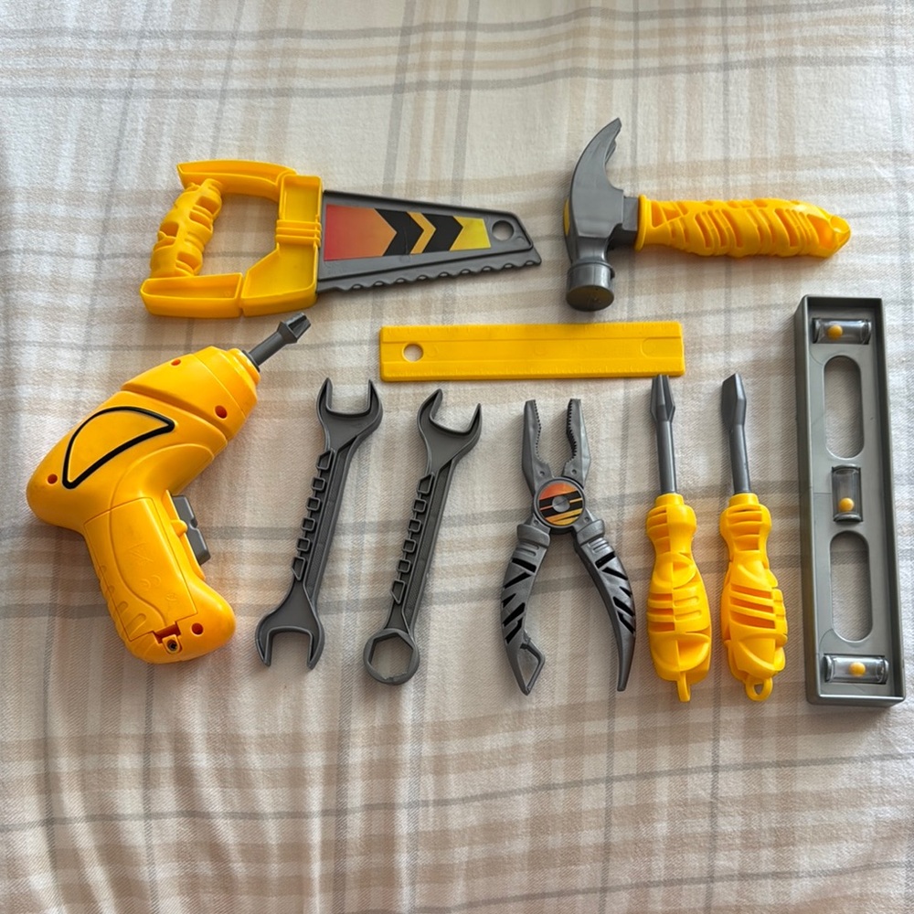 Kids Toy Tool Set - Yellow and Gray